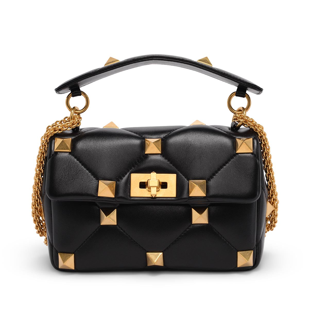 Valentino Black Nappa Medium Roman Stud Bag