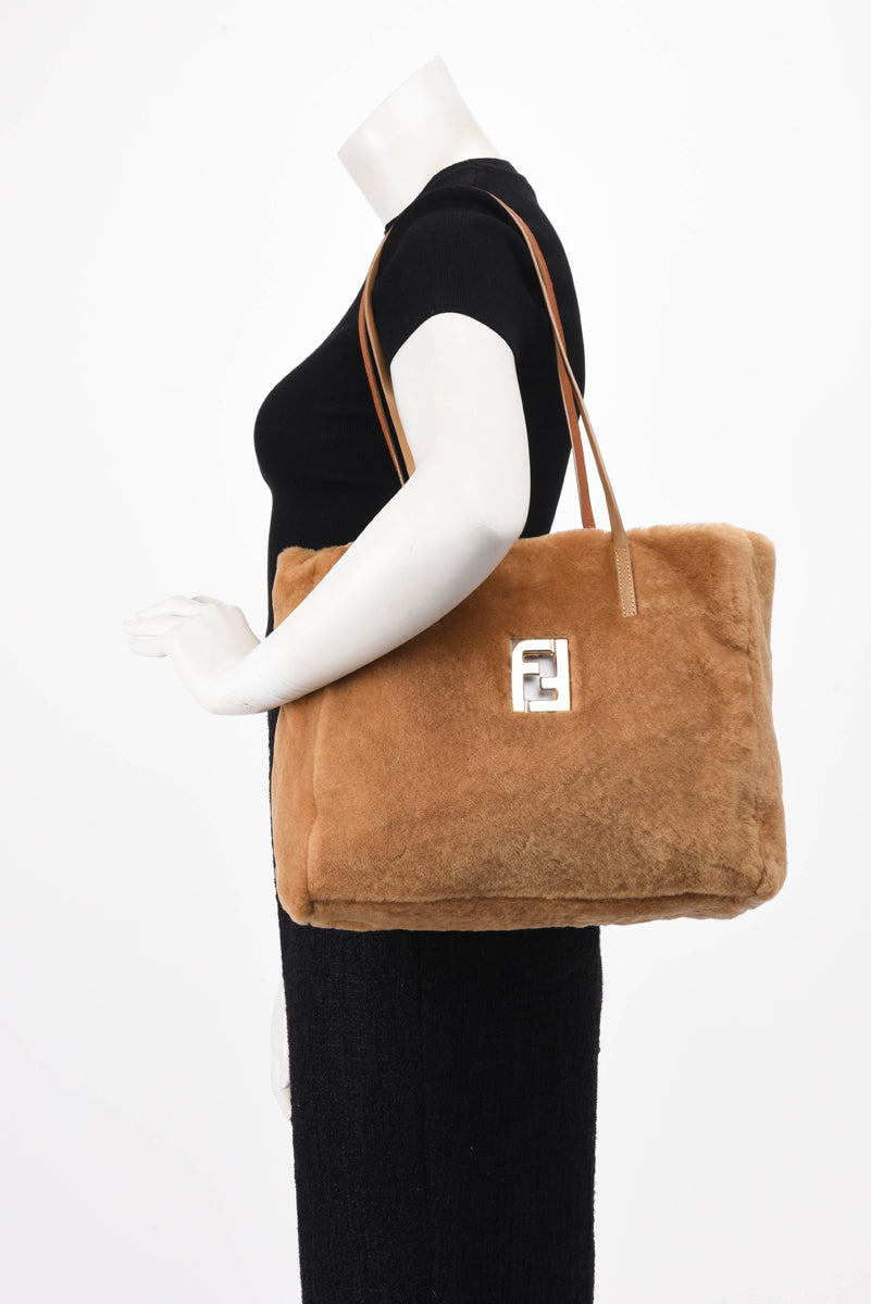 Fendi Caramel Faux Fur FF Tote