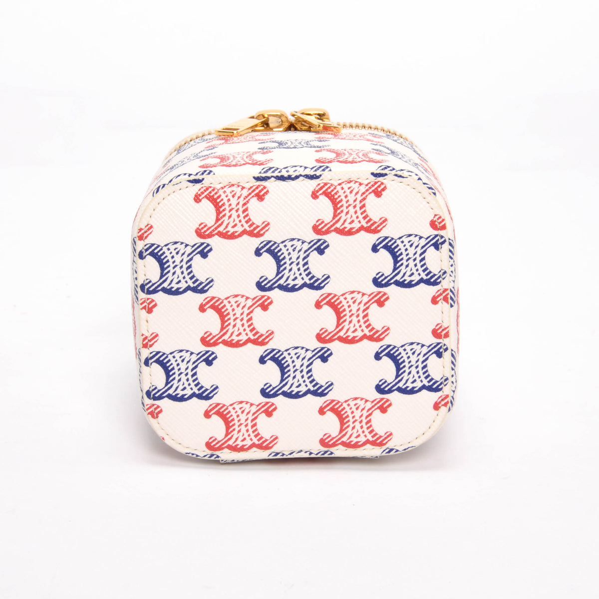Celine Red & Blue Triomphe Canvas Vanity Case Mini Bag
