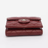 Chanel Burgundy Caviar Compact Wallet - Blue Spinach