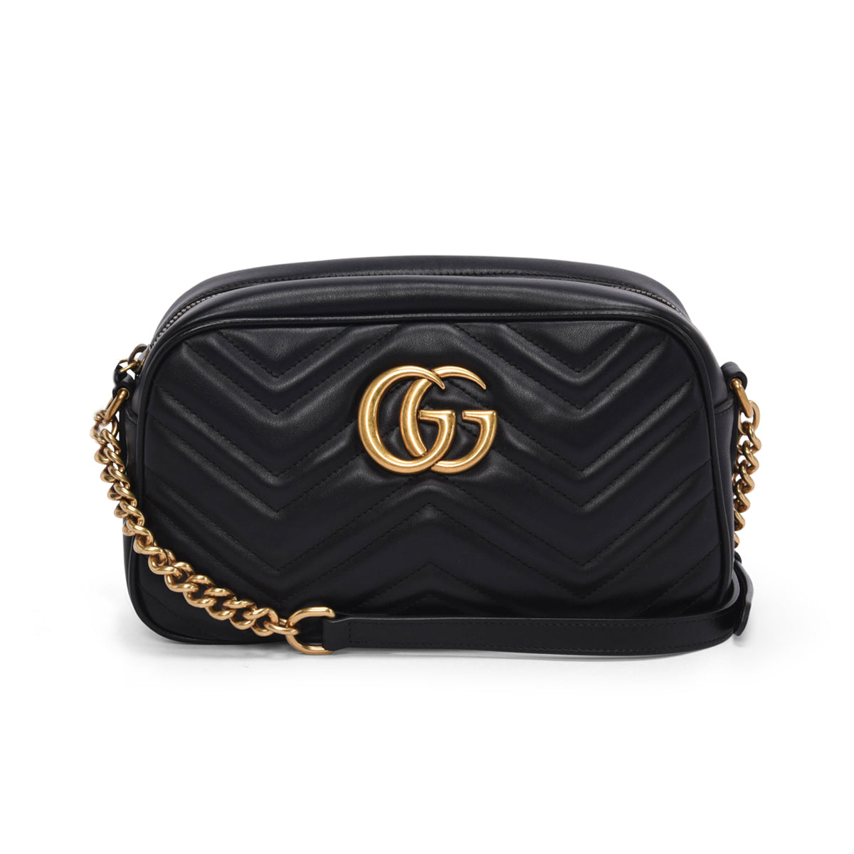 Gucci Black Matelasse GG Marmont Small Camera Bag