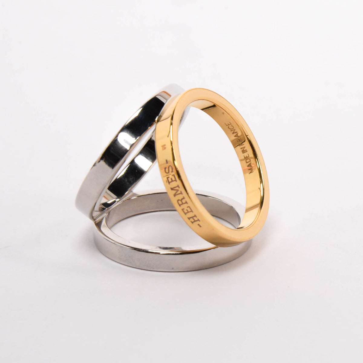 Hermes Gold & Silver Tone Trio 90 Scarf Ring