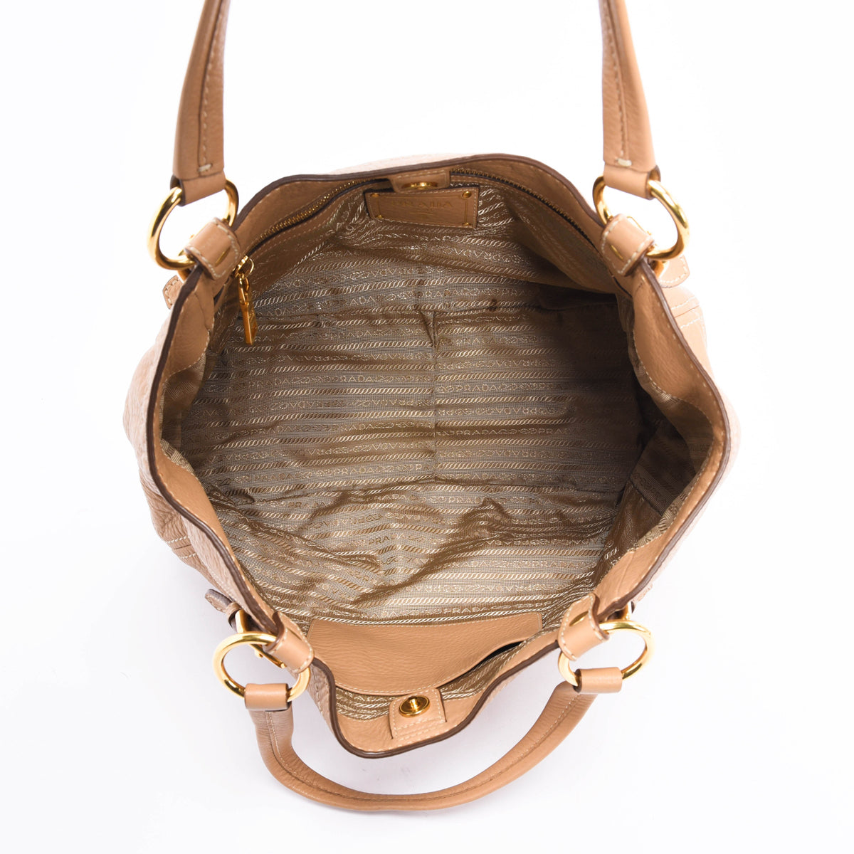 Prada Sughero Vitello Daino Shopping Hobo Bag