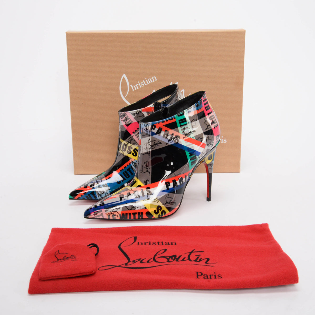 Christian Louboutin Multicolour Patent Loubiballage Gorgona Boots 36