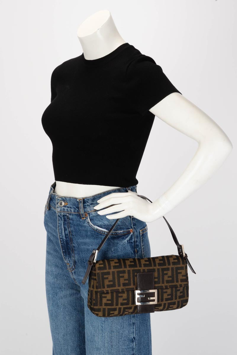 Fendi Tobacco Zucca Canvas Baguette Bag