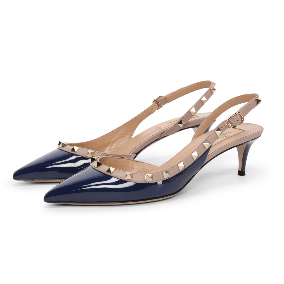 Valentino Navy Patent Rockstud Pumps 40