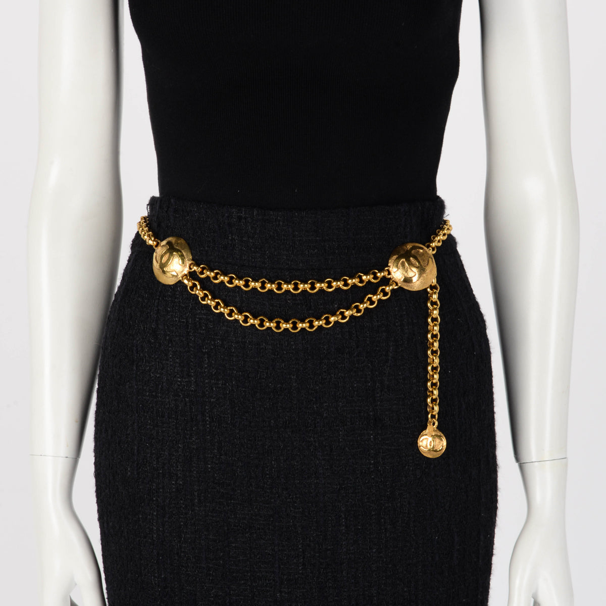 Chanel Vintage 24k Gold CC Medallion Layered Chain Belt