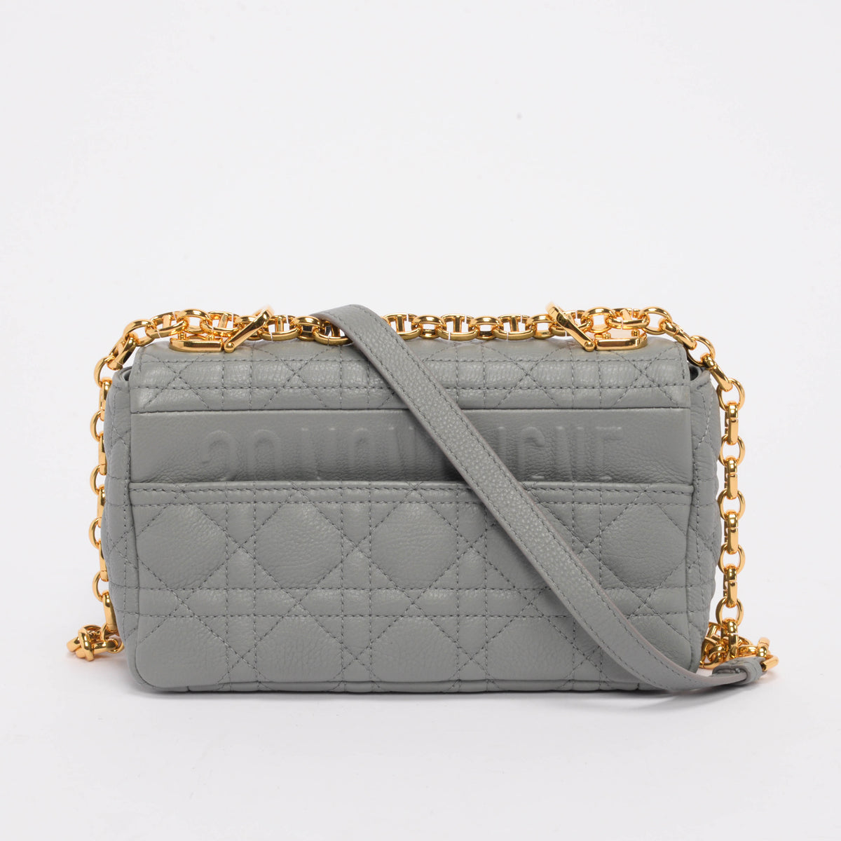 Dior Grey Cannage Calfskin Small Caro Bag