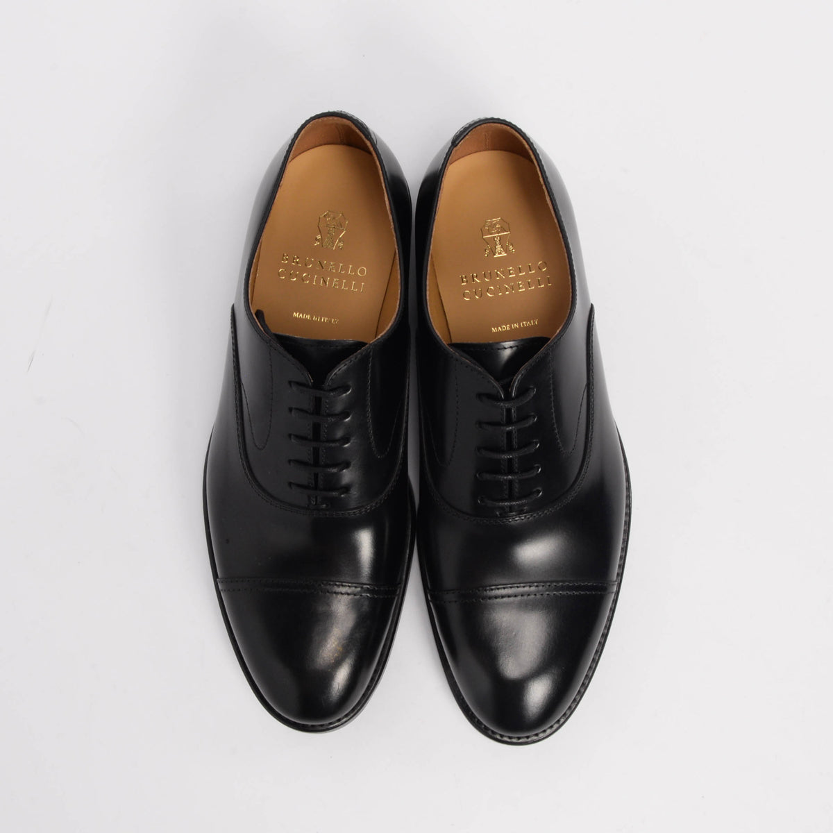 Brunello Cucinelli Black Calfskin Derby Lace-up Shoes 40