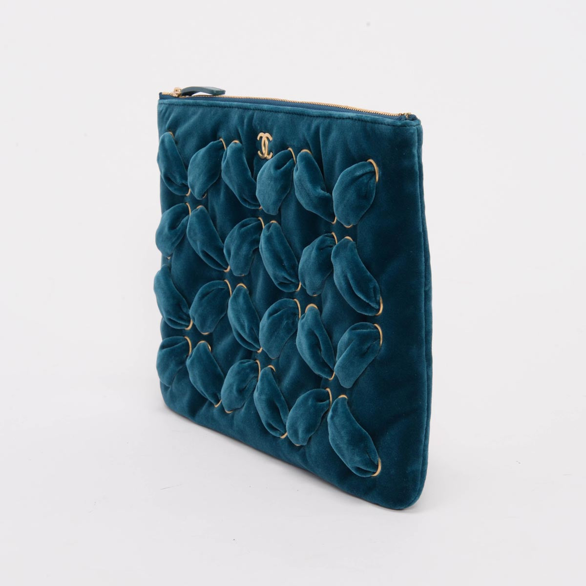 Chanel Teal Velvet Medium O-Case