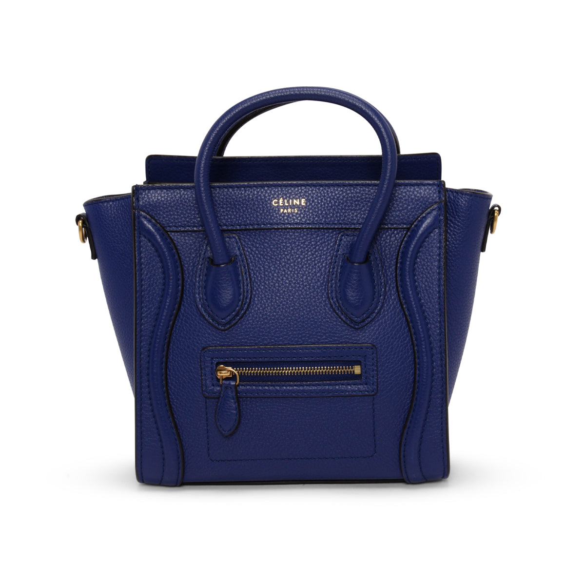 Celine Indigo Drummed Calfskin Micro Luggage Mini Bag