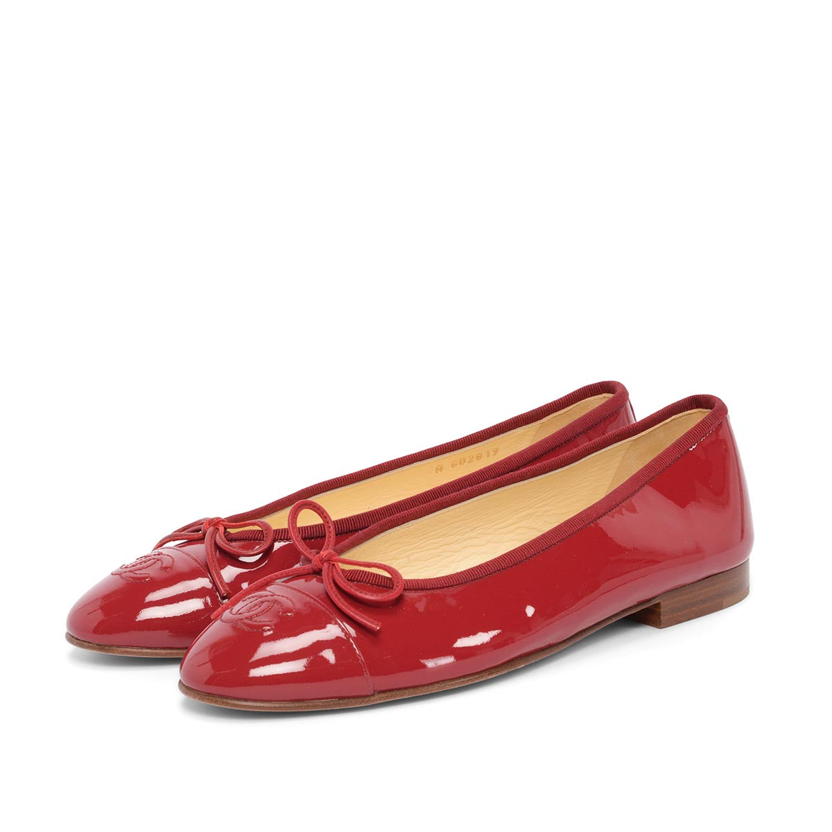 Chanel Red Patent CC Ballerina Flats 38