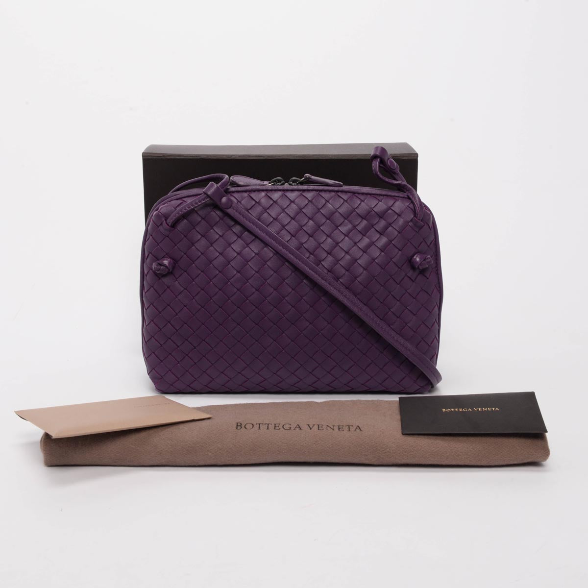 Bottega Veneta Purple Intrecciato Nodini Cross Body Bag