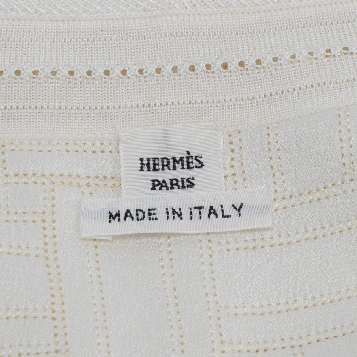 Hermes Ivory Silk Geometric Knit Long Cardigan FR 42
