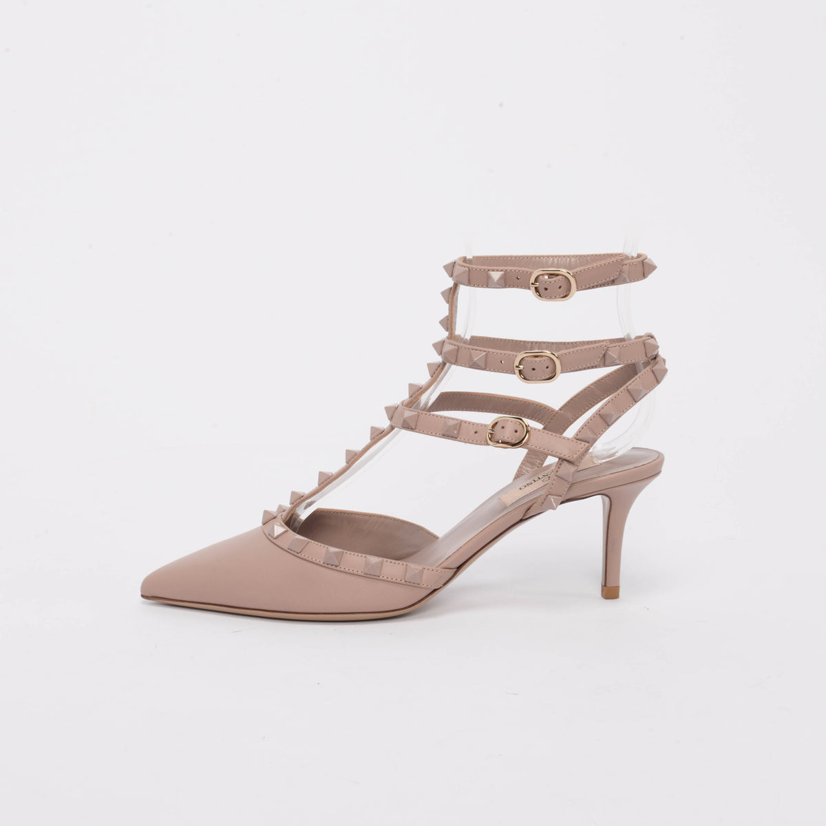 Valentino Poudre Calfskin Rockstud Cage Pumps 38