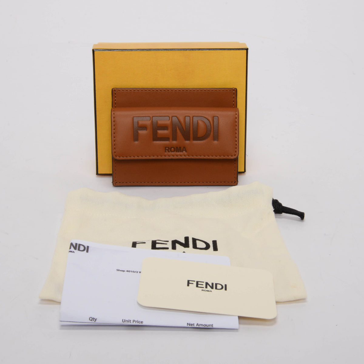 Fendi Brown Calfskin Roma Card Holder