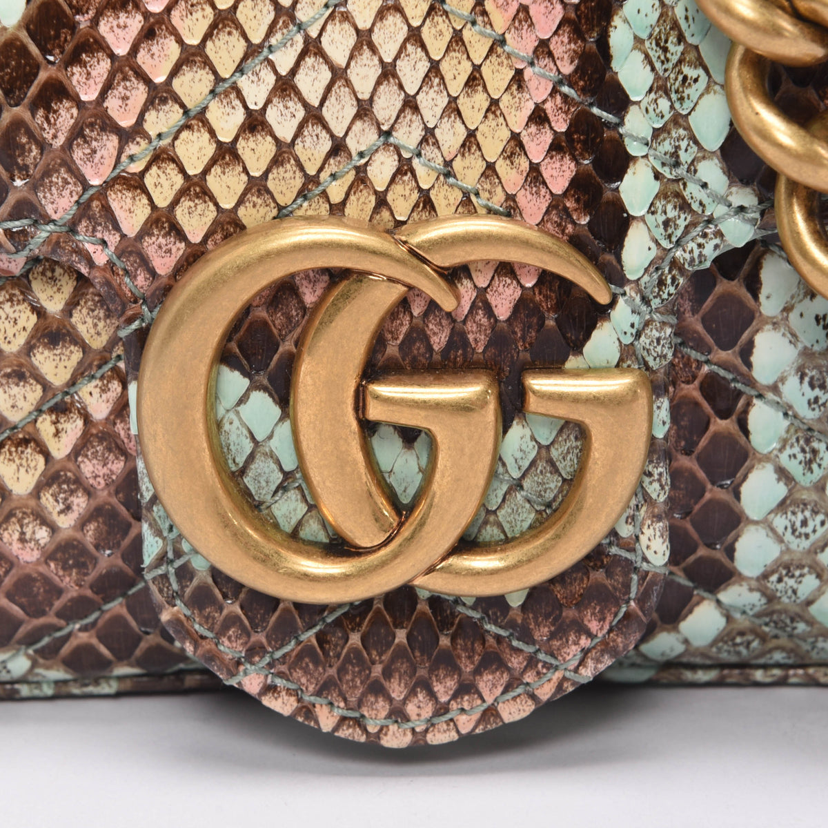 Gucci Aqua Python GG Marmont Mini Bag