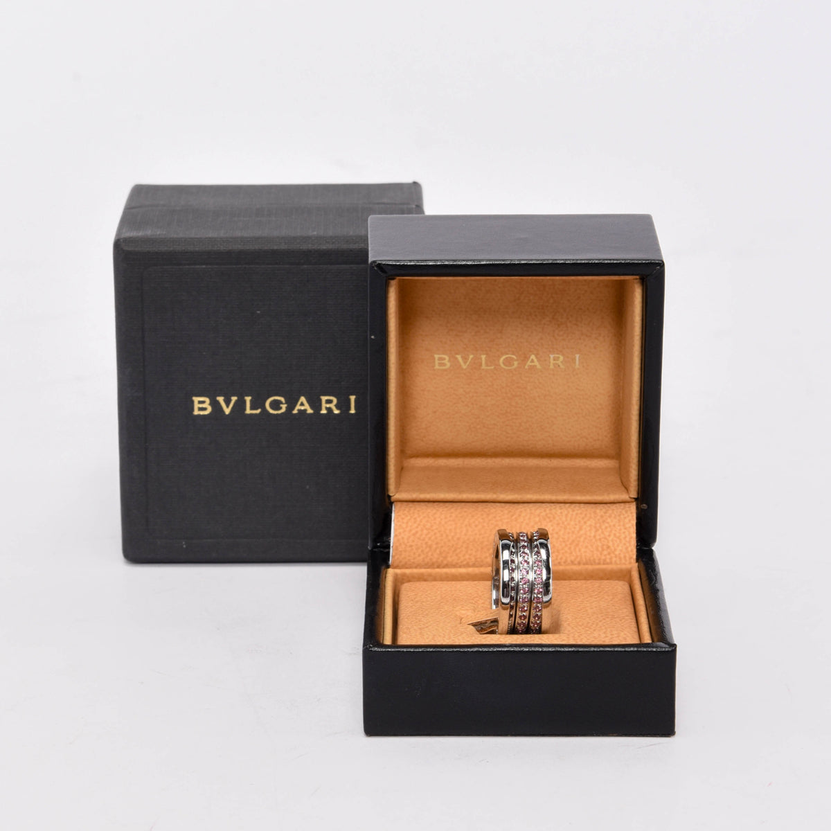 Bulgari 18k White Gold & Pink Sapphire B.Zero1 Ring