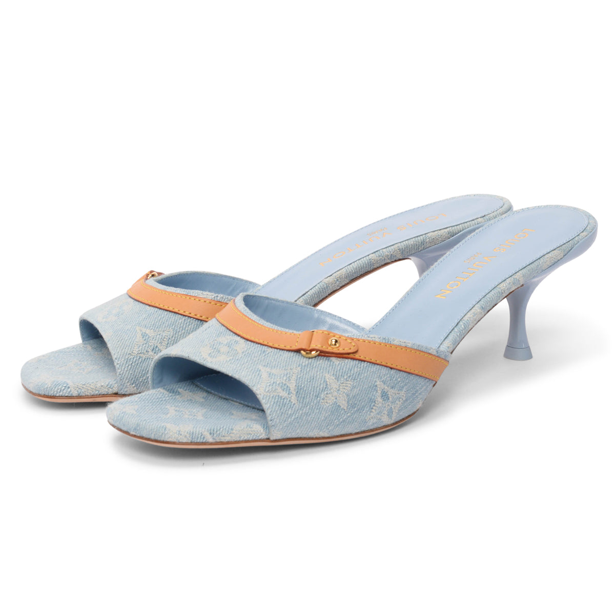Louis Vuitton Sky Blue Monogram Denim Neo Revival Mules 41
