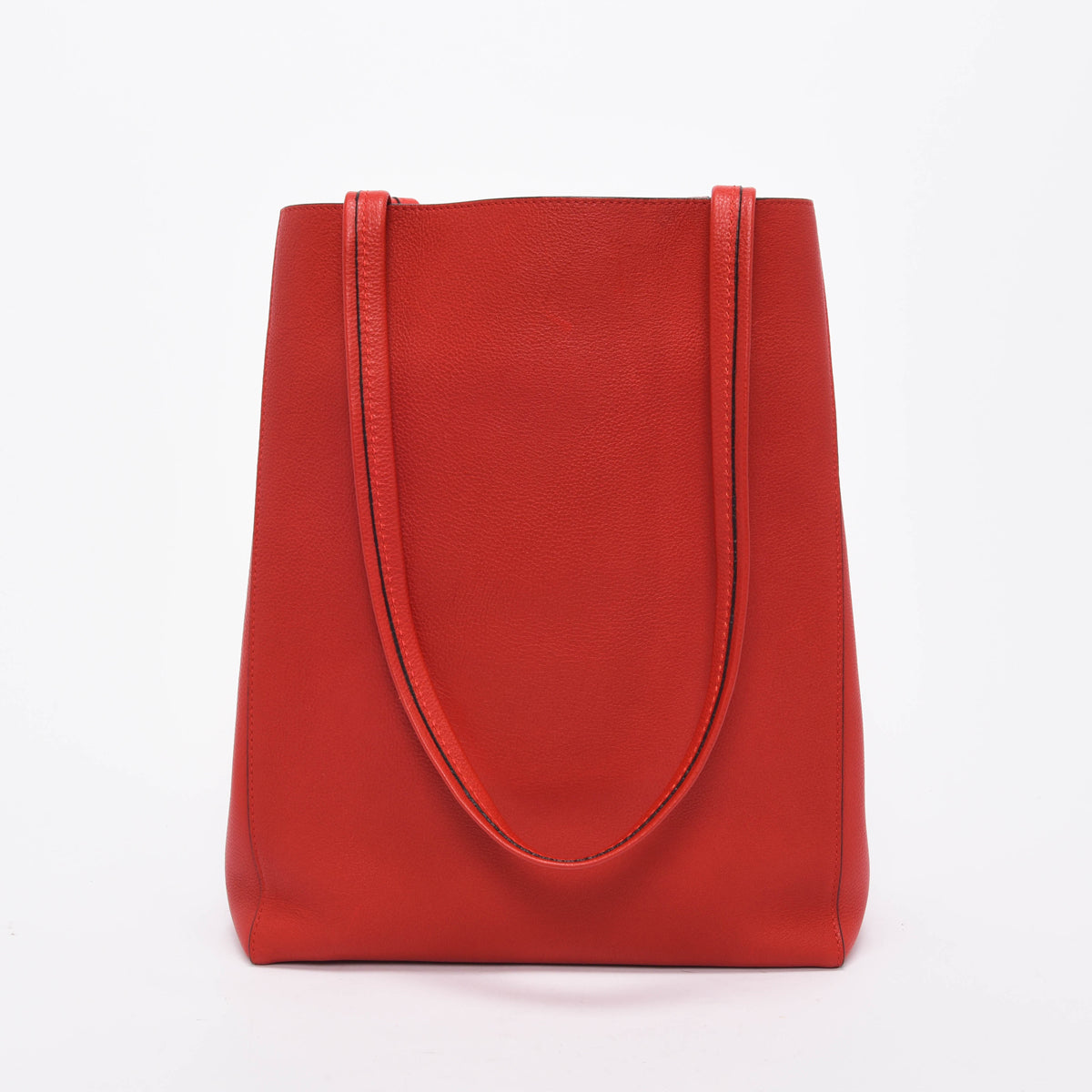 Celine Red Grained Calfskin Vertical Cabas Tote
