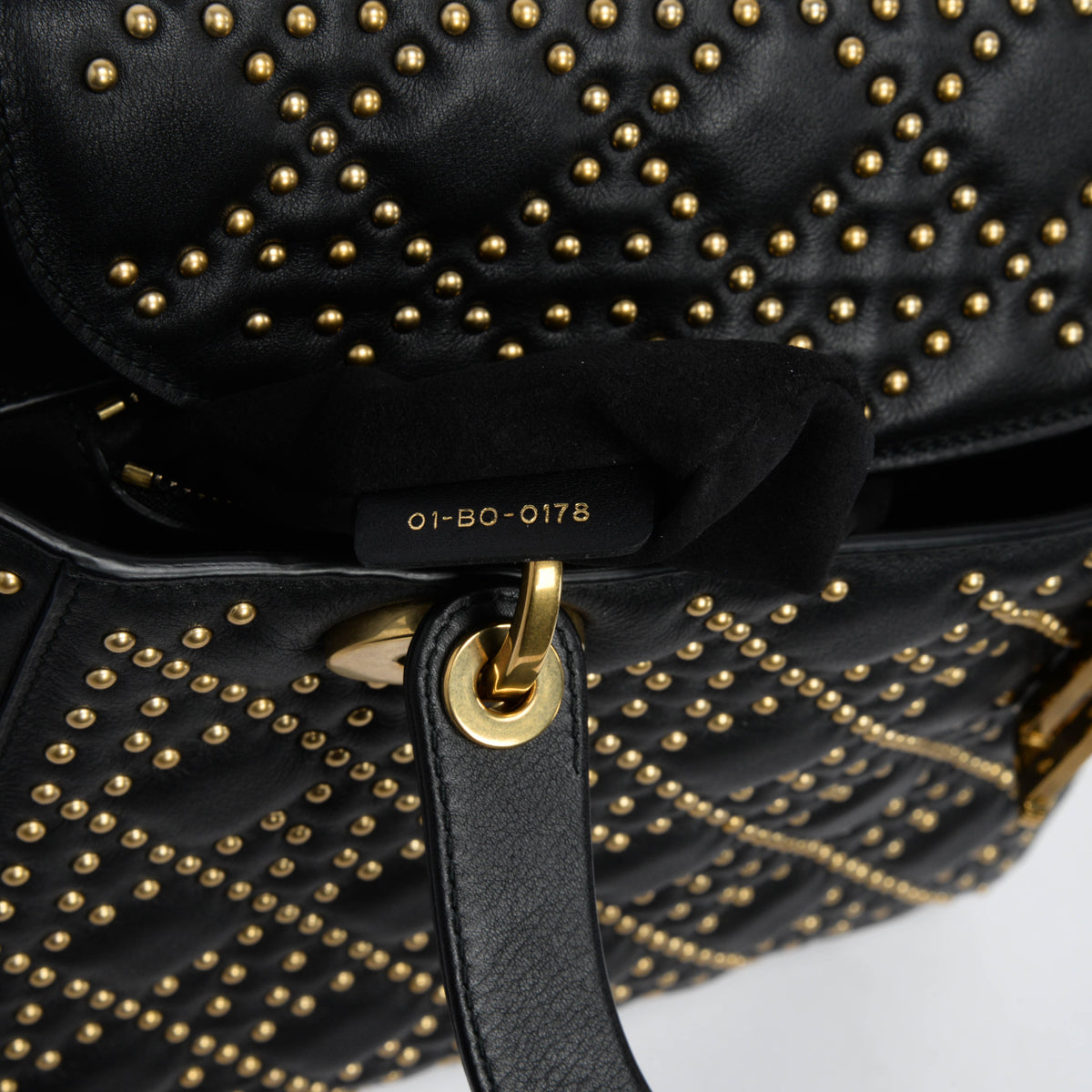 Dior Black Studded Calfskin Medium Supple Lady Dior Bag