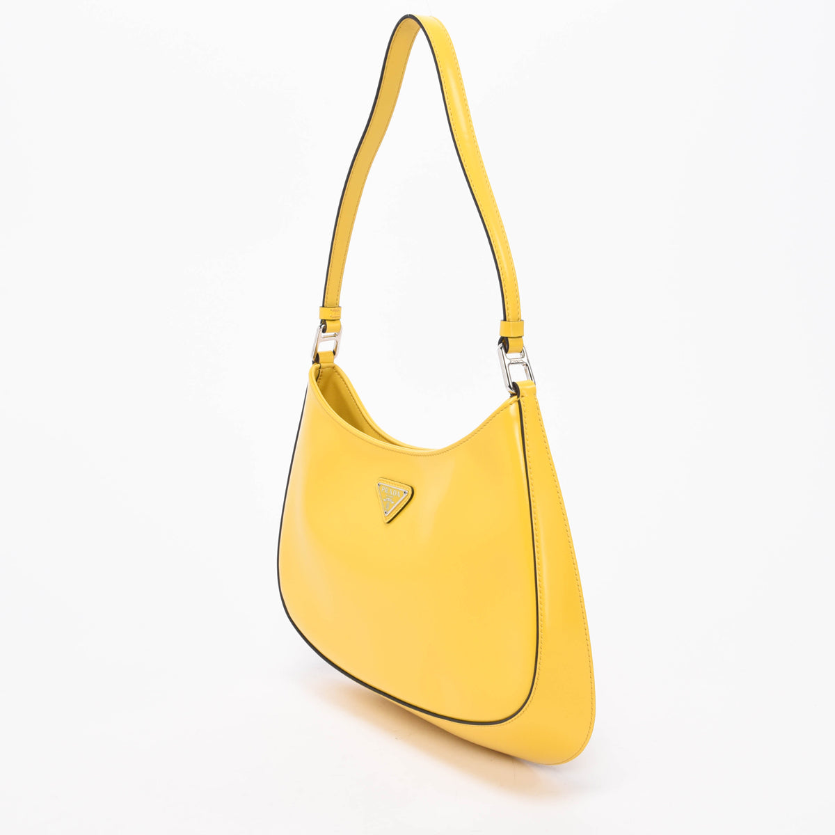 Prada Yellow Brushed Calfskin Cleo Shoulder Bag