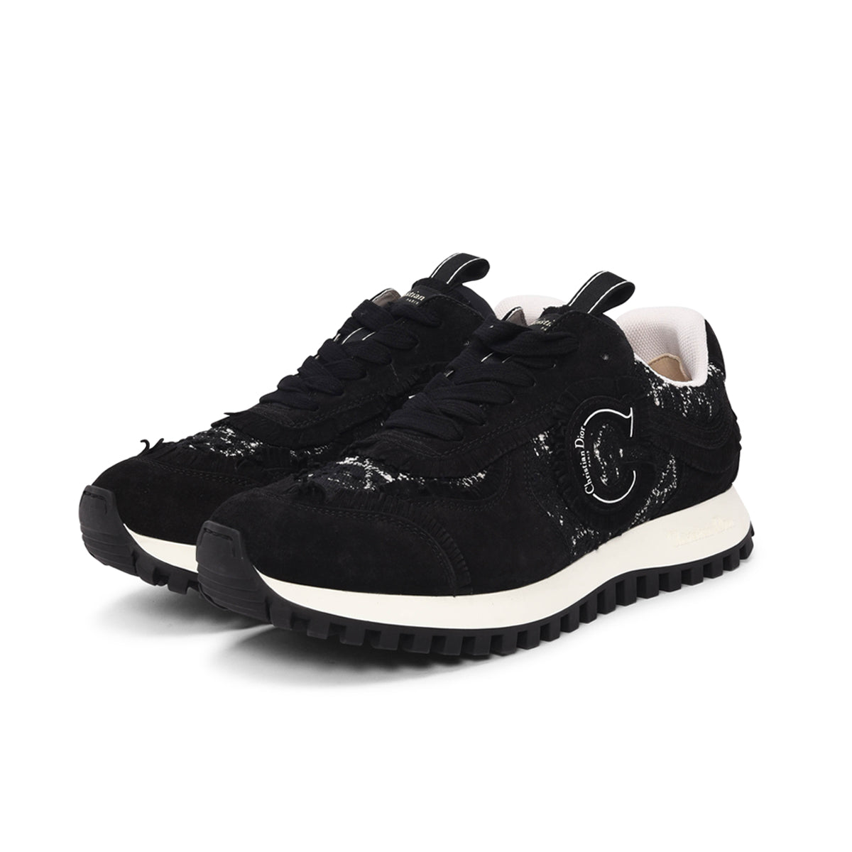 Dior Black Suede & Tweed C'est Dior Sneakers 38