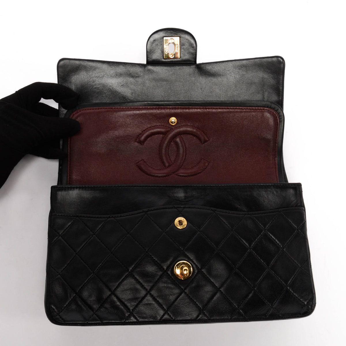 Chanel Vintage Black Quilted Lambskin Classic Double Flap Bag