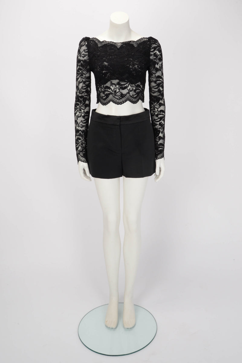 Rabanne Black Lace Crop Top FR 36