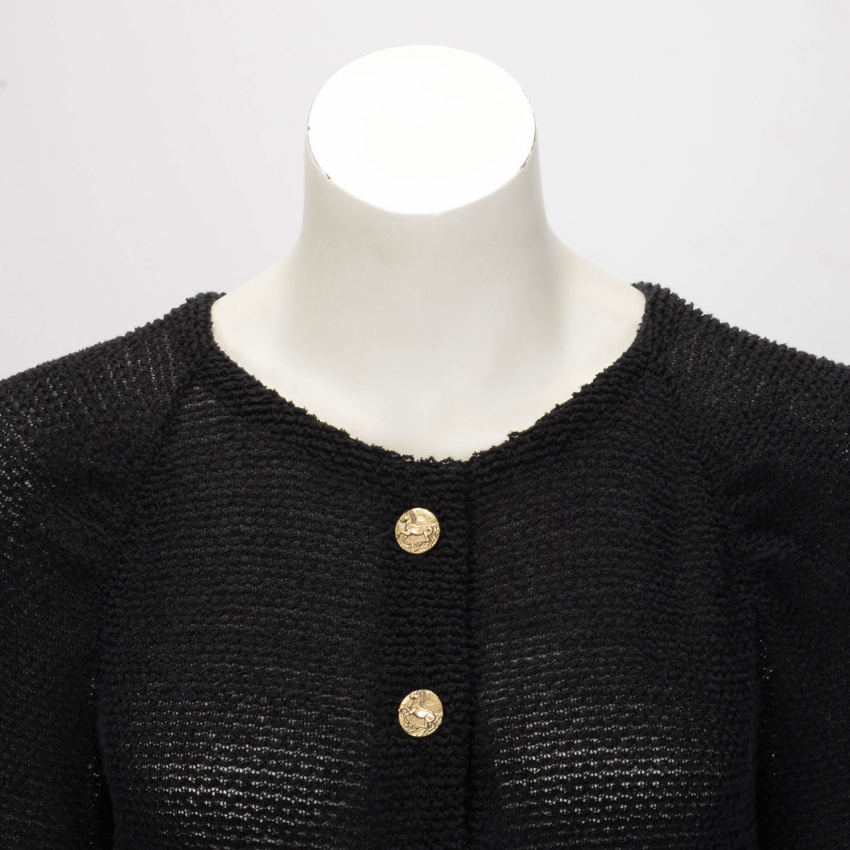 Chanel Black Knit Cardigan Jacket FR 40