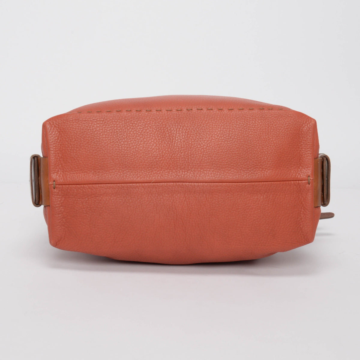 Henry Beguelin Brick and Tan Calfskin Top Stitched Shoulder Bag
