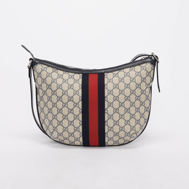 Gucci Navy GG Supreme Ophidia Small Crossbody Bag - Blue Spinach