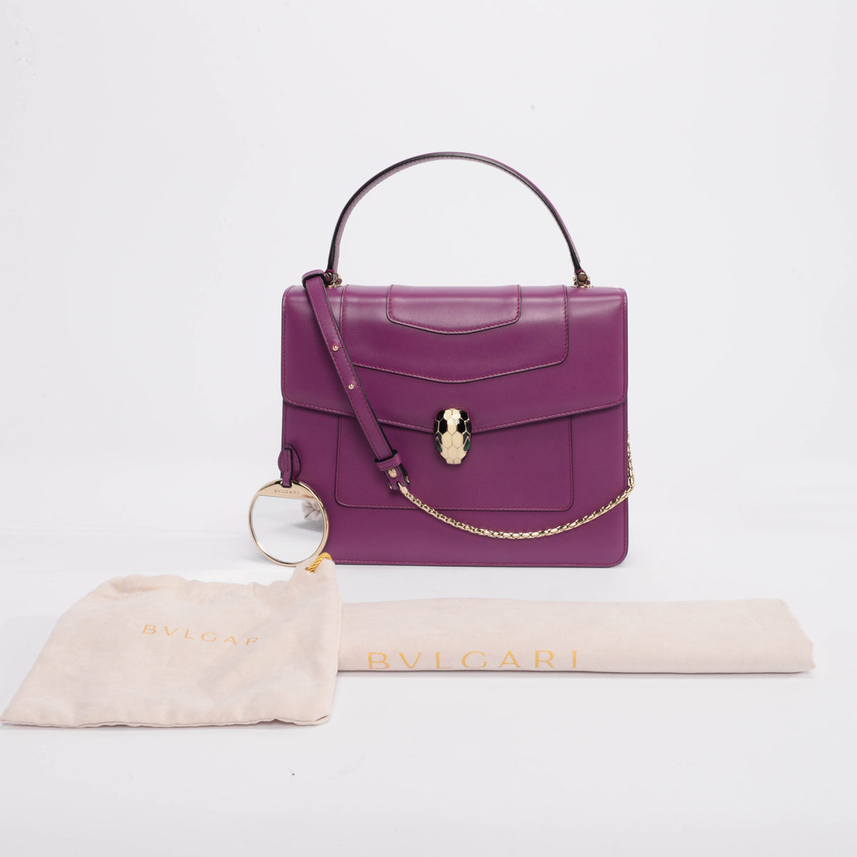 Bulgari Magenta Calfskin Serpenti Top Handle Bag