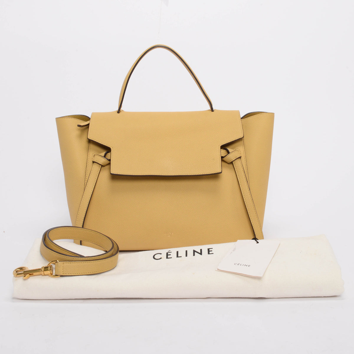 Celine Mustard Grained Calfskin Mini Belt Bag