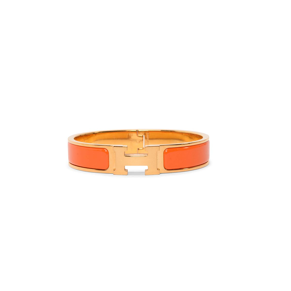 Hermes Orange Enamel Narrow Clic H Bracelet