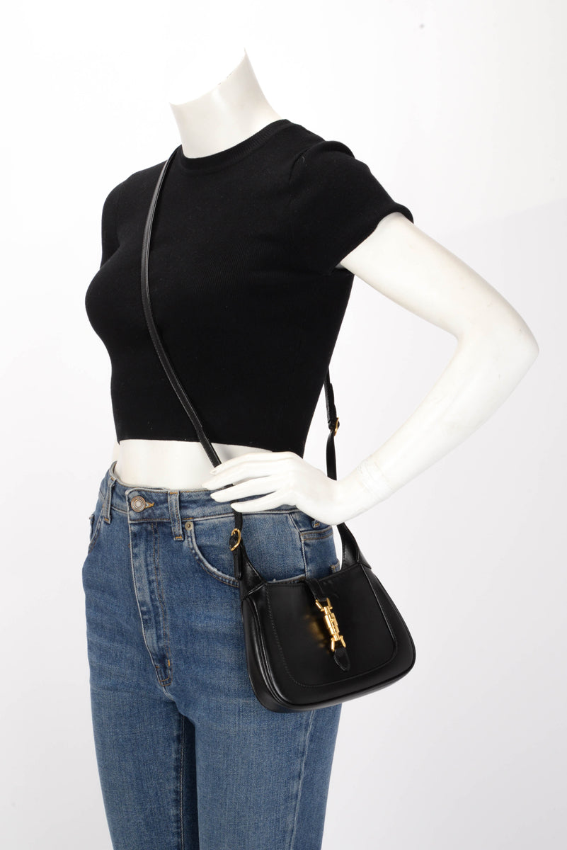 Gucci Black Calfskin 1961 Mini Jackie Bag