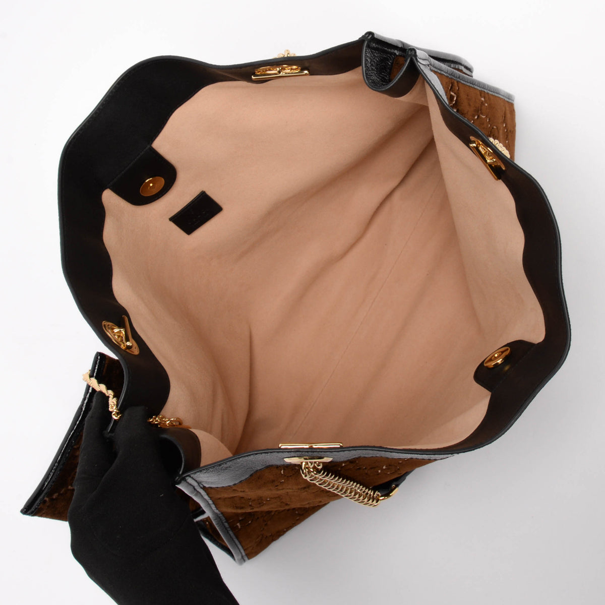 Gucci Brown GG Velvet Large Linea Rajah Tote