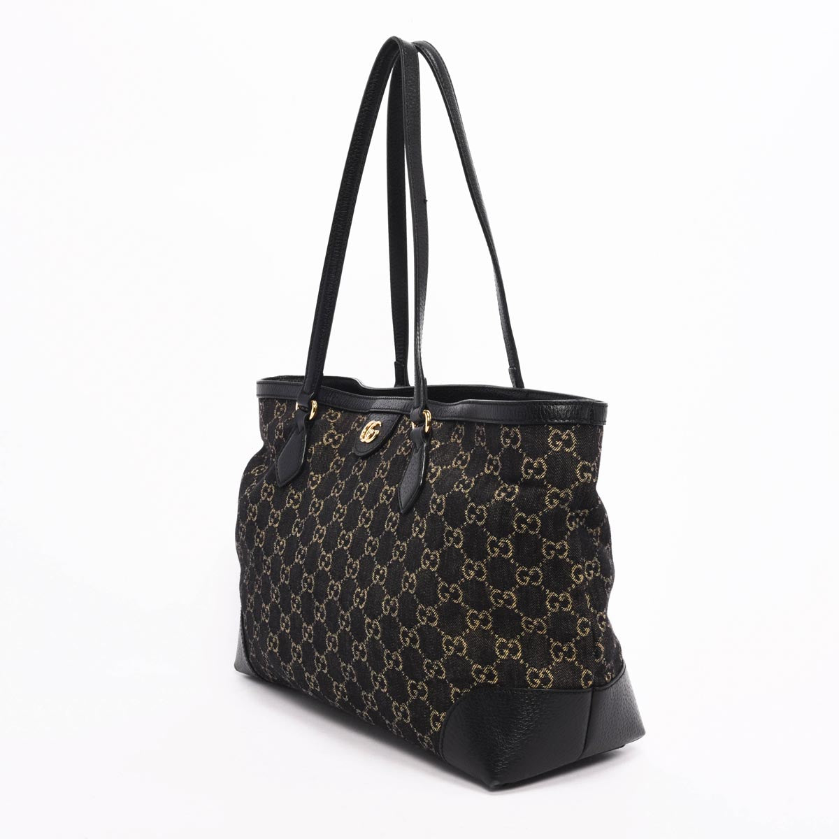 Gucci Black GG Denim Ophidia Tote