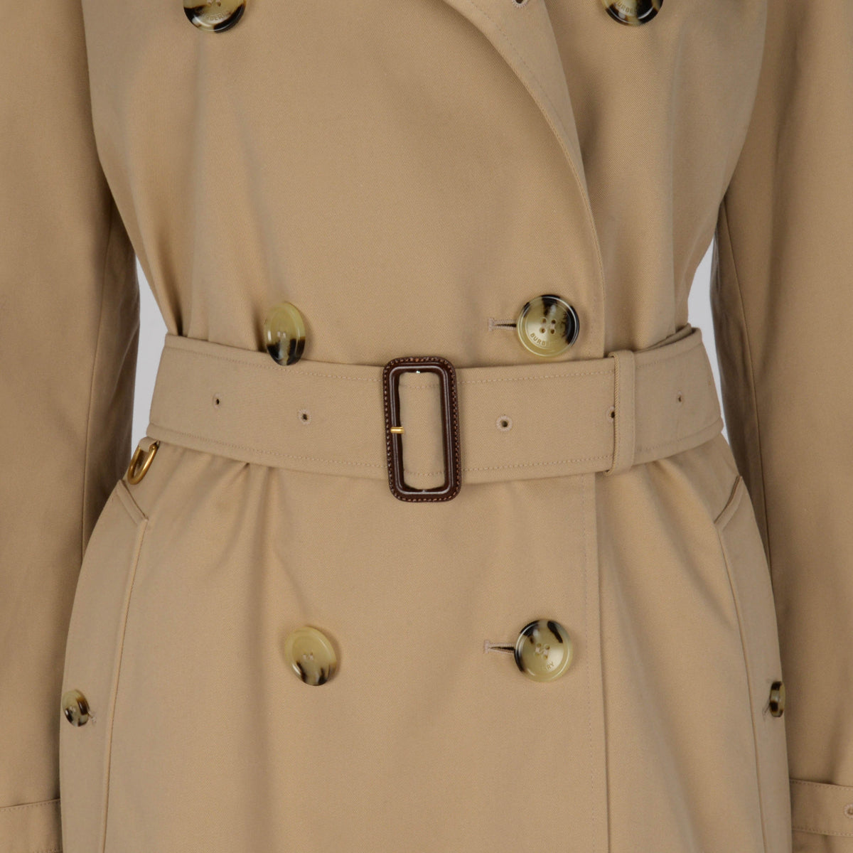 Burberry Honey Cotton Kensignton Mid-Length Trench Coat UK 8