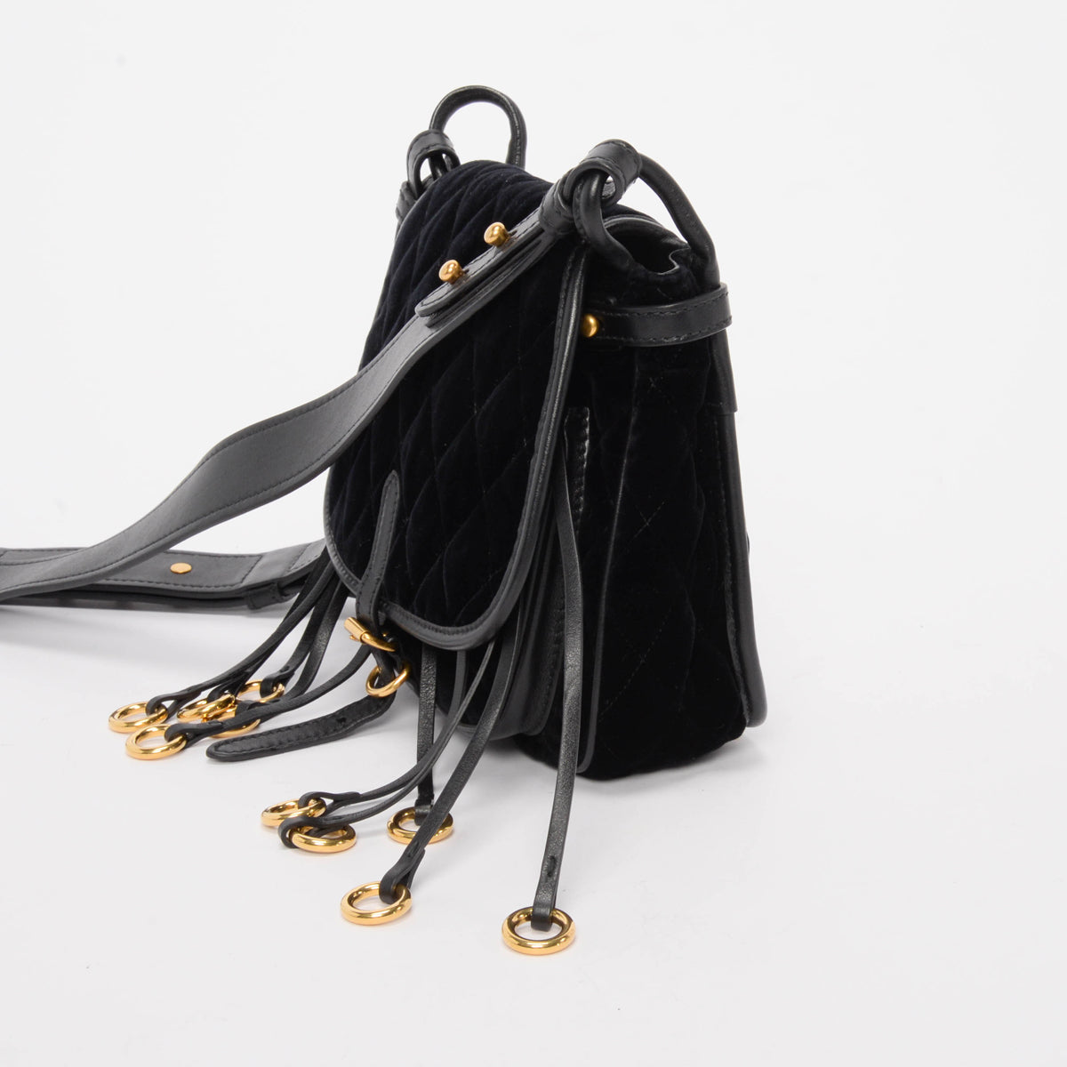 Prada Black Quilted Velvet Velluto Impuntu Corsaire Bag