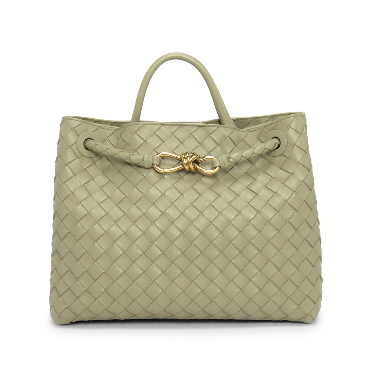 Bottega Veneta Travertine Intrecciato Lambskin Medium Andiamo Tote