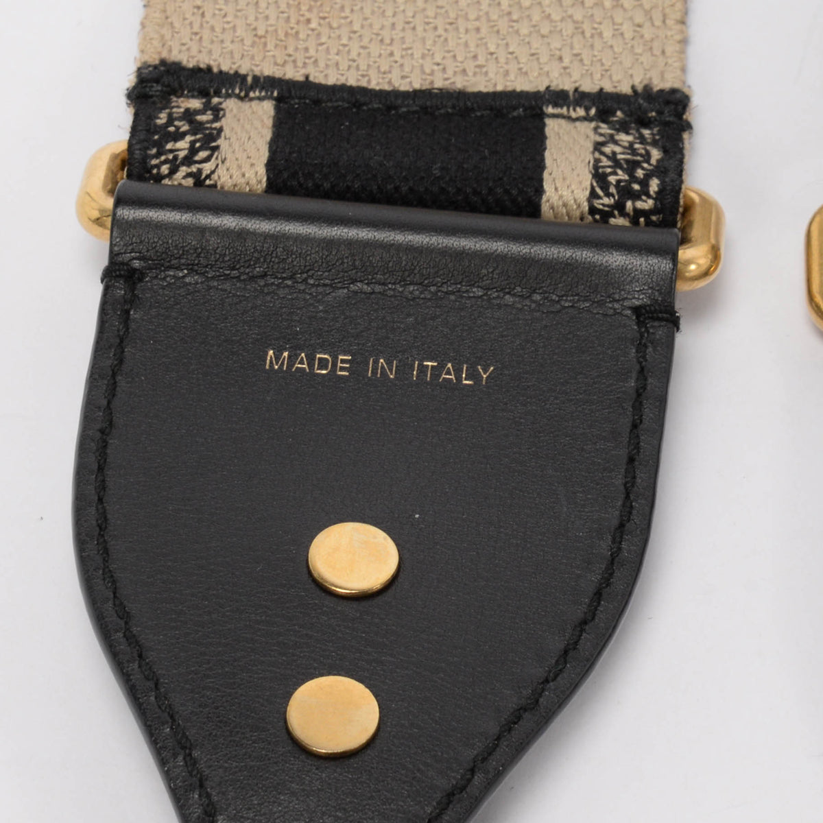 Dior Black Embroidered Canvas Logo Bag Strap