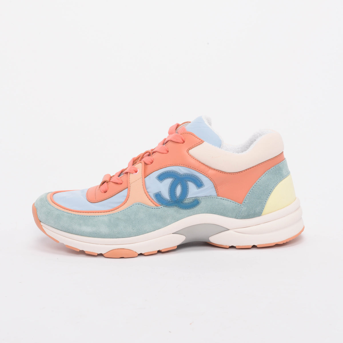 Chanel Blue Mixed Fibers CC Trainer Sneakers 40