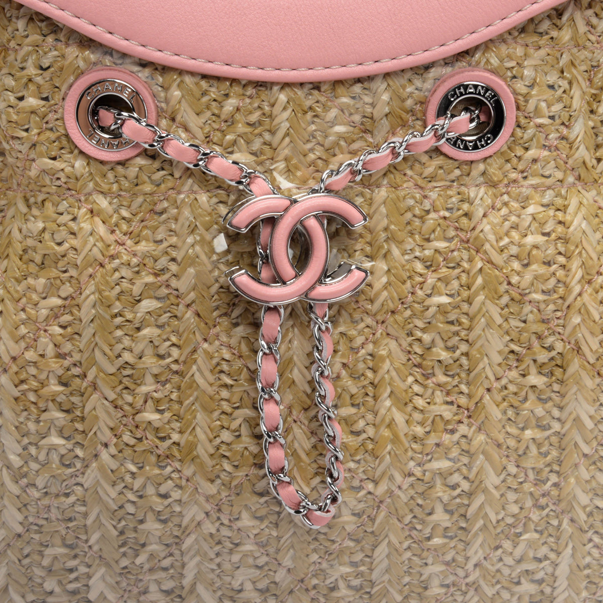 Chanel Pink PVC & Raffia Large 31 Shopping Tote