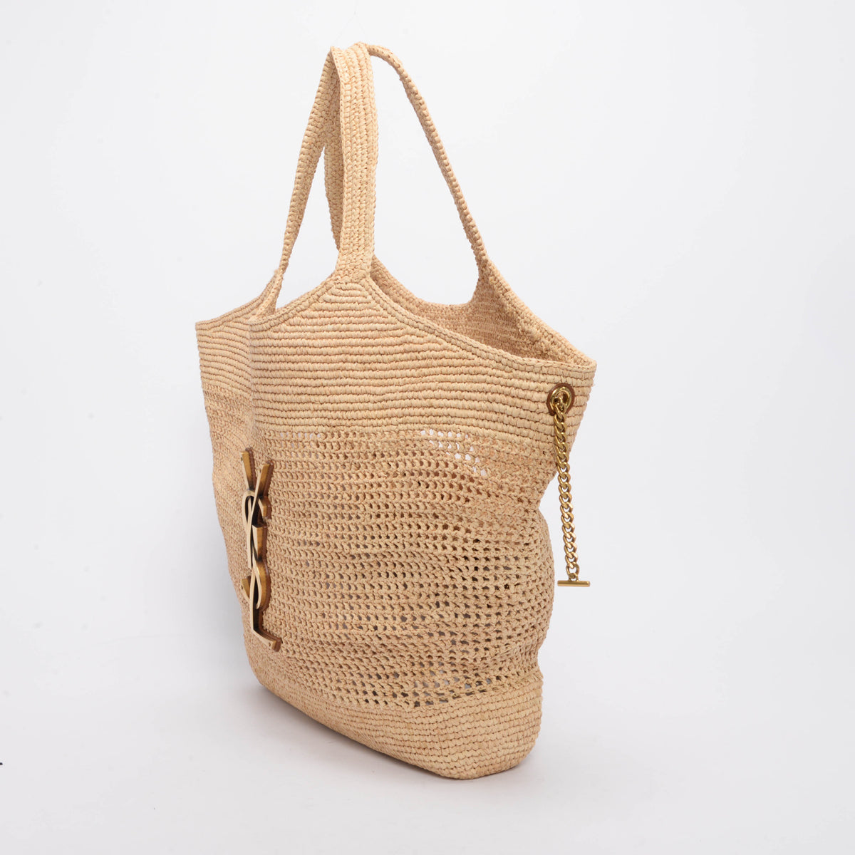 Saint Laurent Natural Raffia Icare Tote