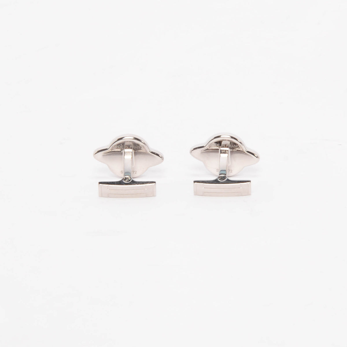 Hermes Black Enamel & Palladium Planete H Cufflinks