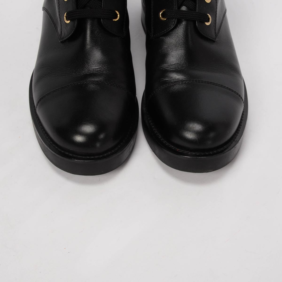 Louis Vuitton Black Calfskin Wonderland Flat Ranger Boots 38.5