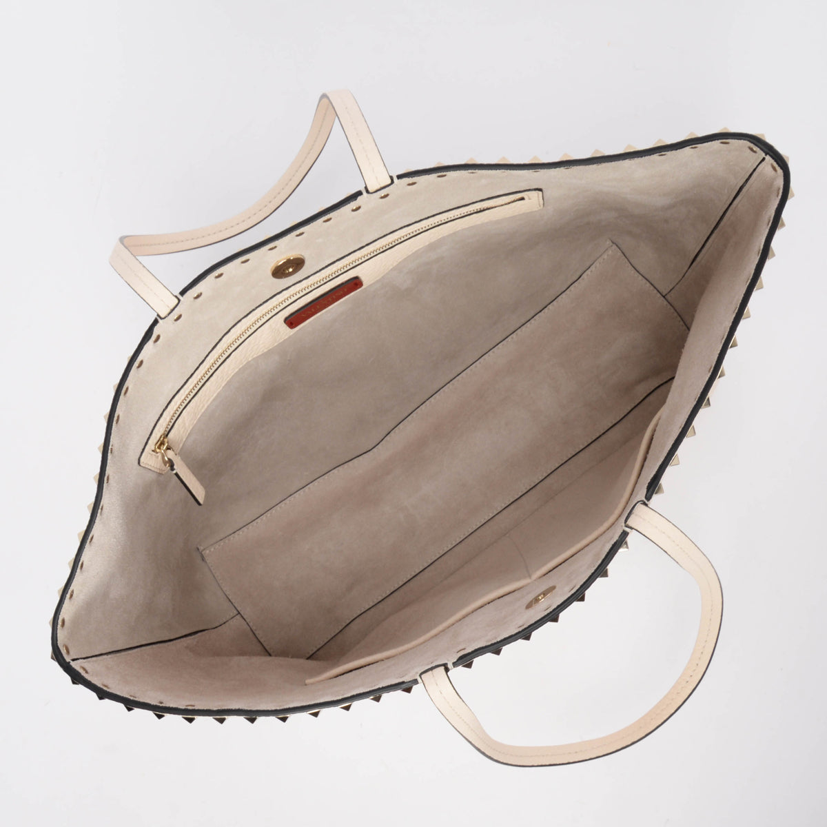 Valentino Ivory Grainy Calfskin Rockstud Tote