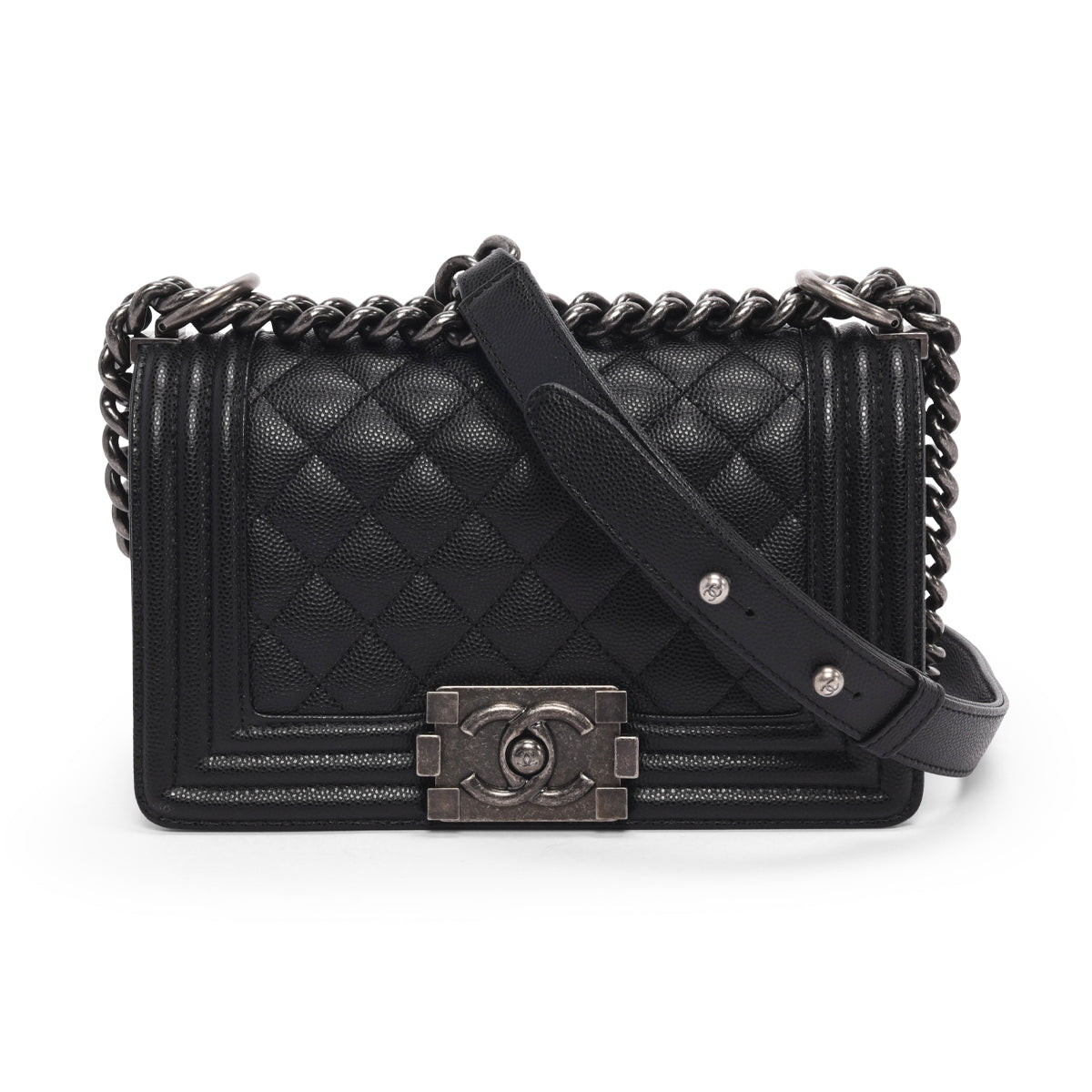 Chanel Black Quilted Caviar Small Boy Bag