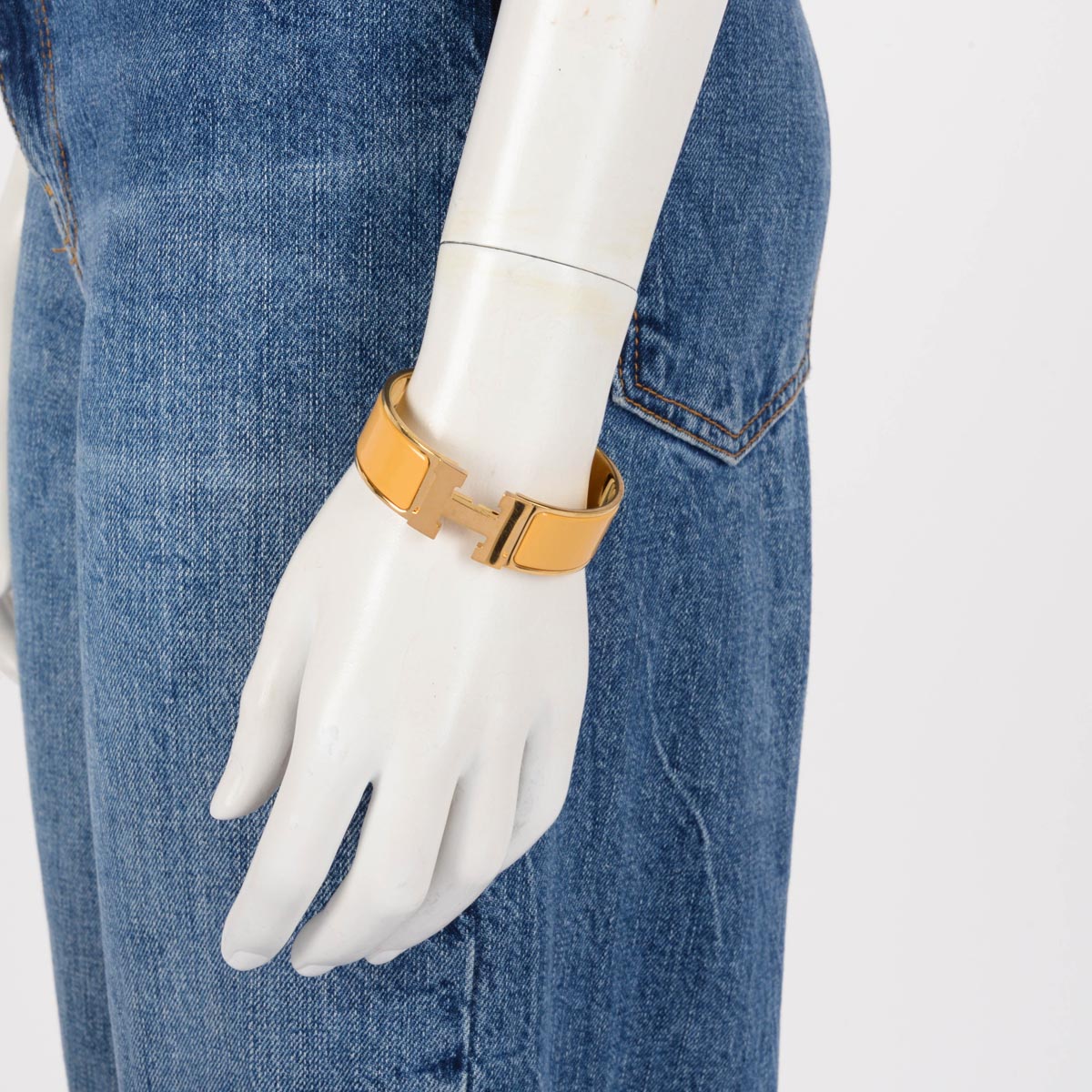 Hermes Mustard Enamel Clic Clac H Bracelet